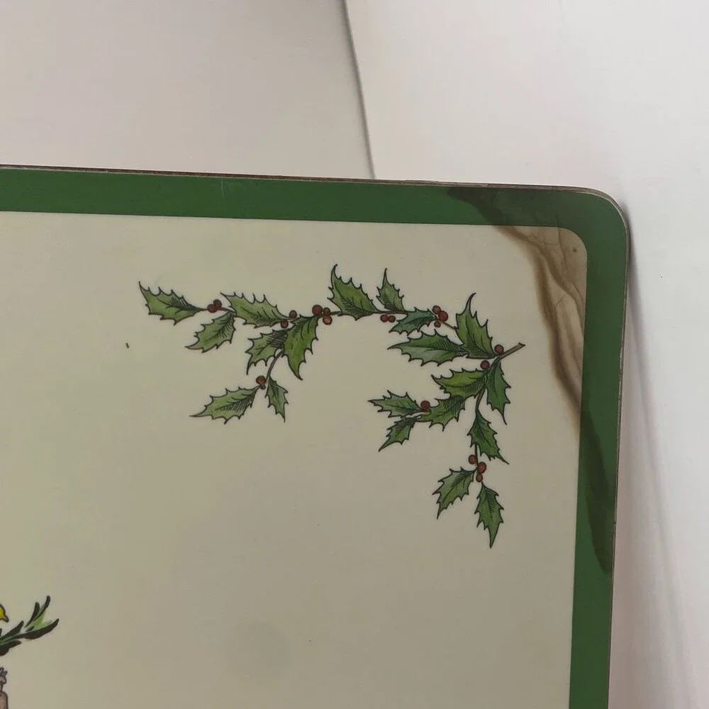 Christmas Tree Pimpernel Spode Set of 4 Cork-Backed Placemats Green Border